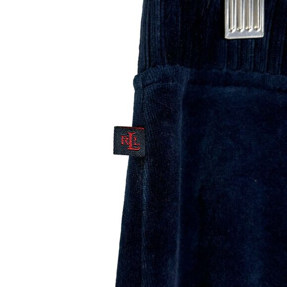 Lauren Ralph Lauren Navy Blue Velour High Rise Pants Sz M - Picture 3 of 4
